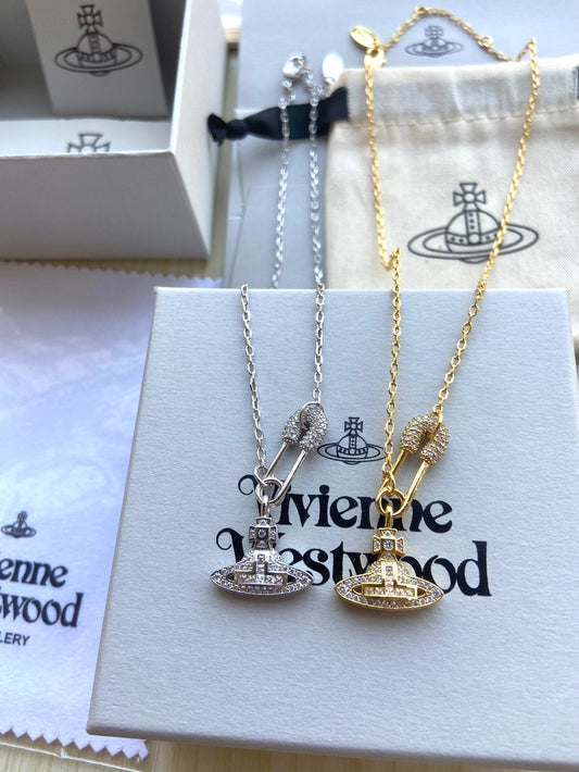Full-Rhinestone Pin Necklace