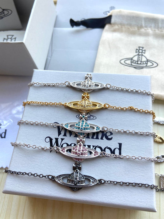 Saturn Full-Rhinestone Bracelet