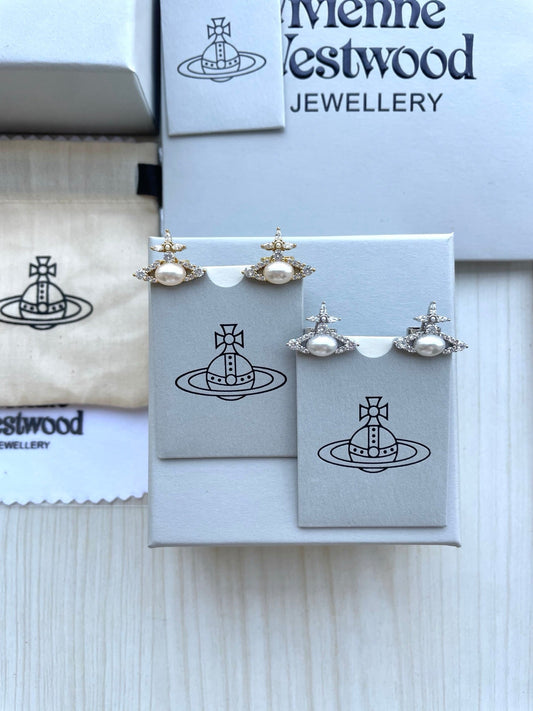 Pearl & Rhinestone Stud Earrings