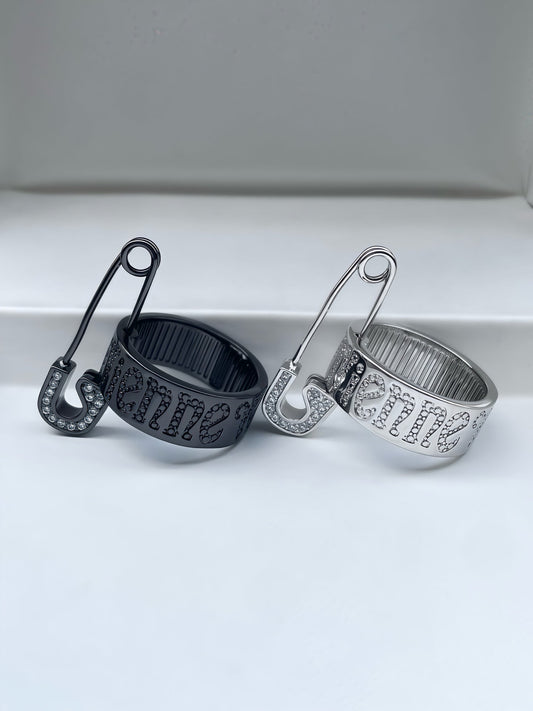 Safety Pin-Style Letter Ring