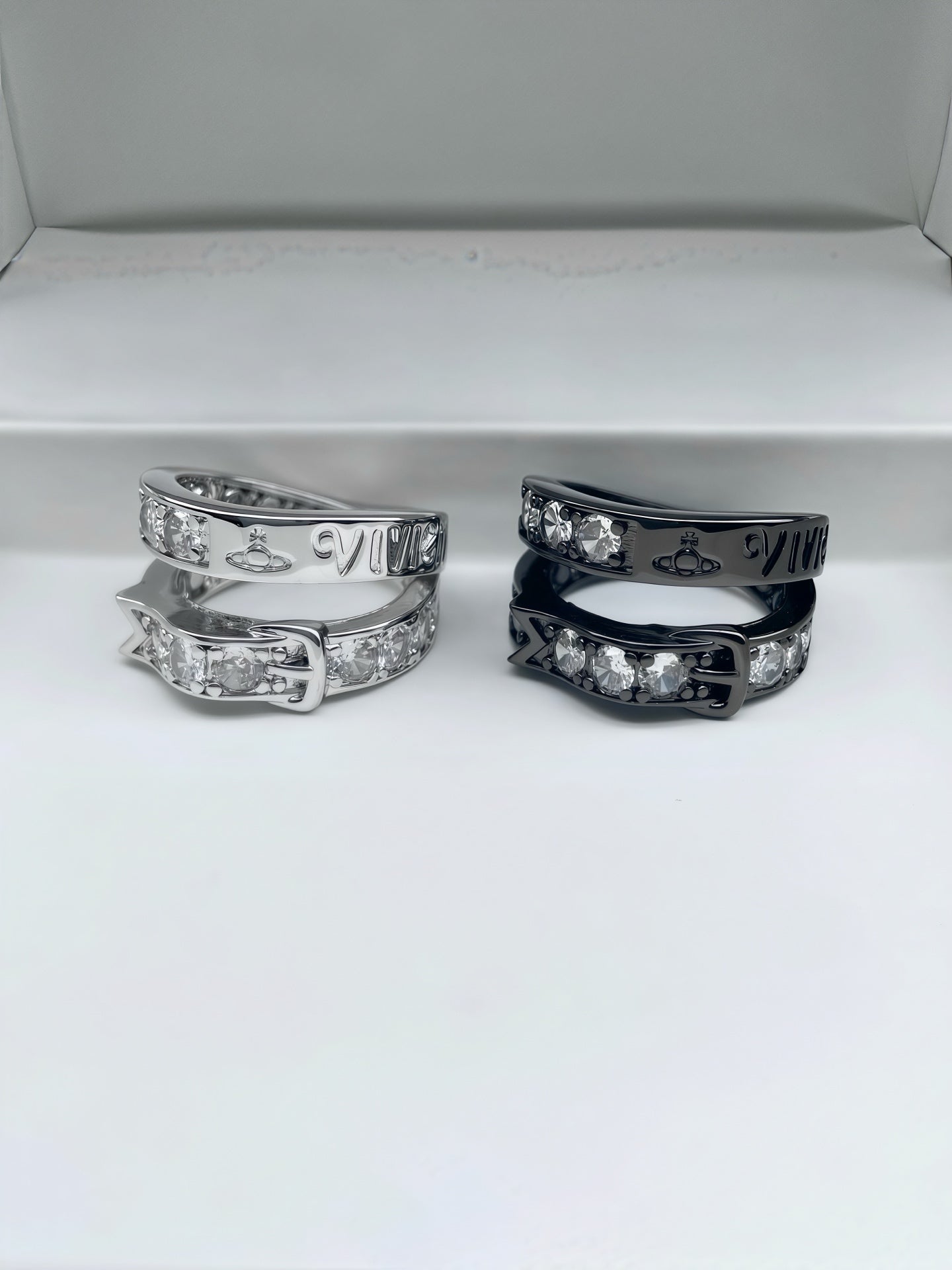 Full-Rhinestone Letter Ring