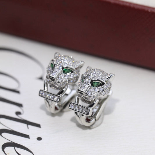 Cartier-Style Panther Head Stud Earrings