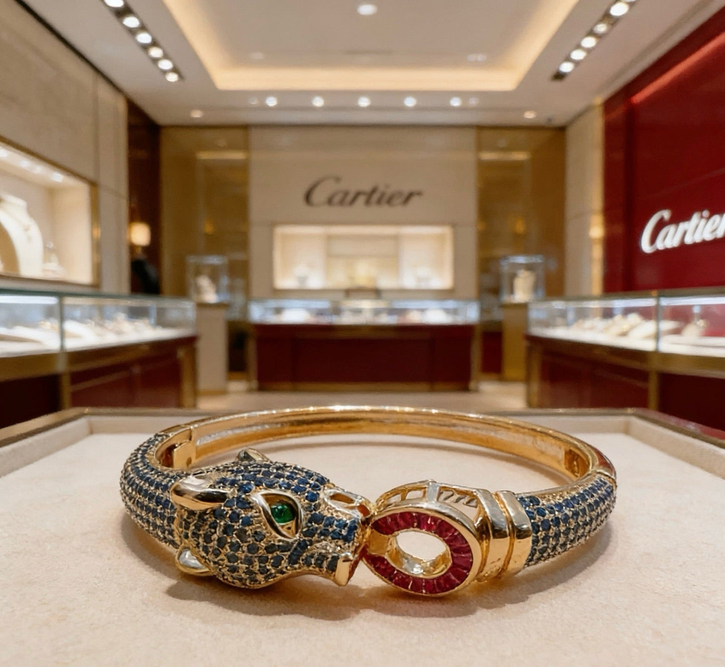 Cartier Panther-Head Full-Diamond Bracelet