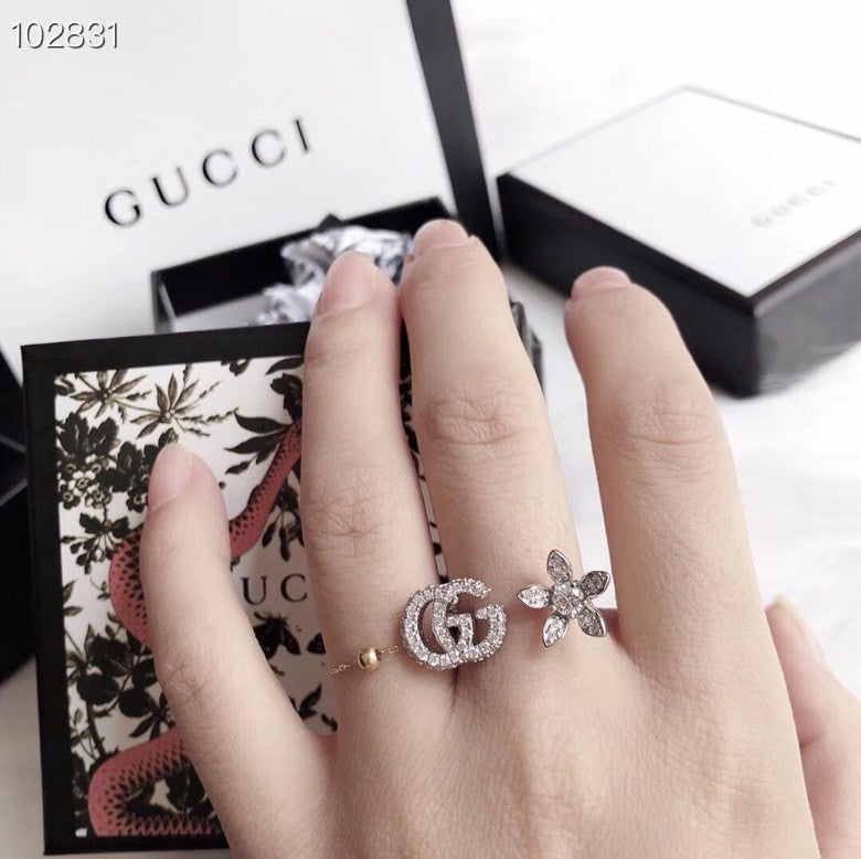 Gucci Crystal Double G Ring