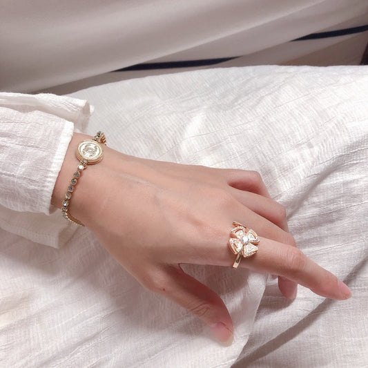 BVLGARI Gold-Plated Crystal Ring