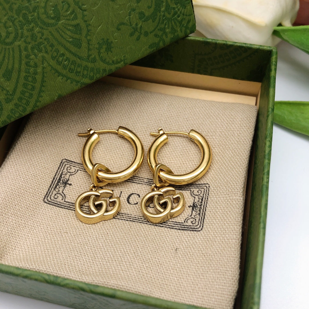 Gucci 925 Silver Brass Earrings