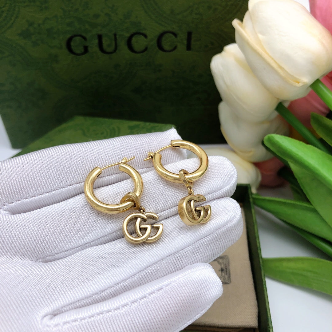 Gucci 925 Silver Brass Earrings