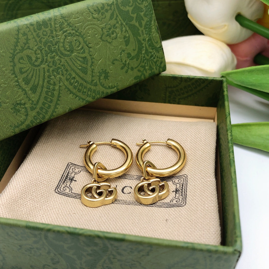 Gucci 925 Silver Brass Earrings