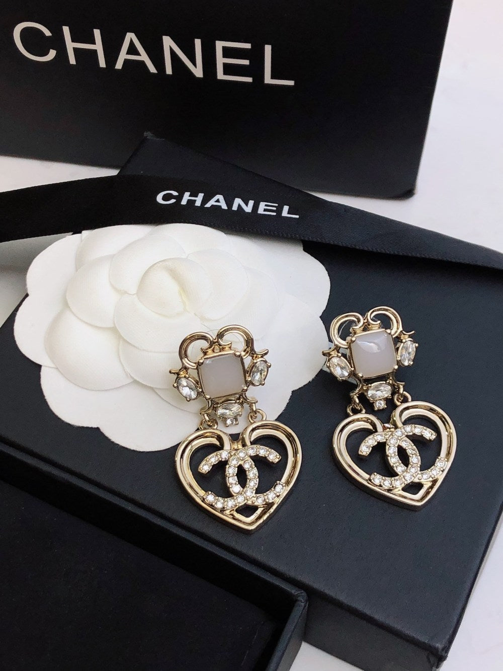 Chanel Gold-Plated Heart Earrings