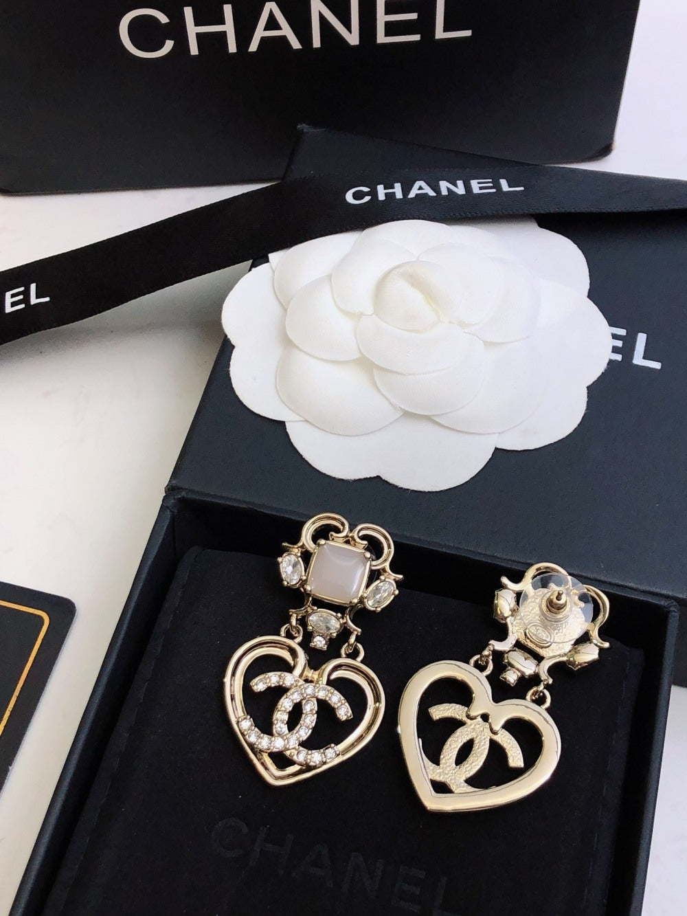 Chanel Gold-Plated Heart Earrings