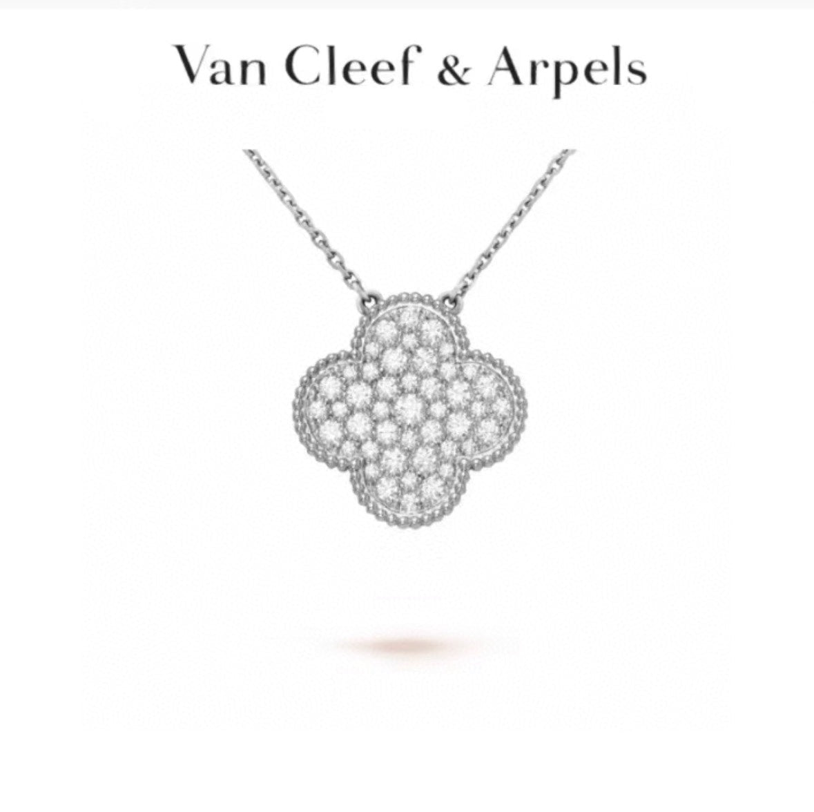 Van Cleef & Arpels Style Pavé-Set Clover Necklace
