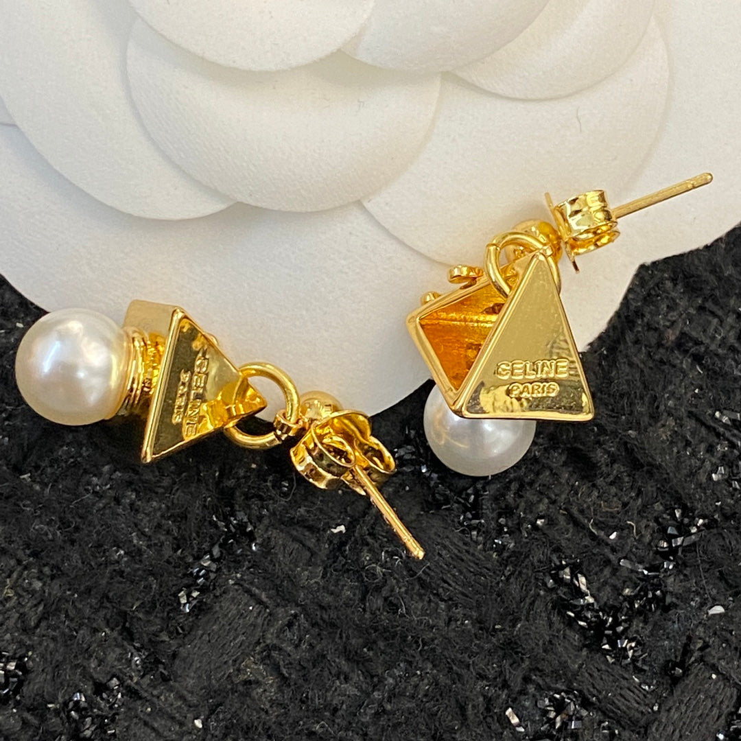 CELINE Pearl Triomphe Earrings