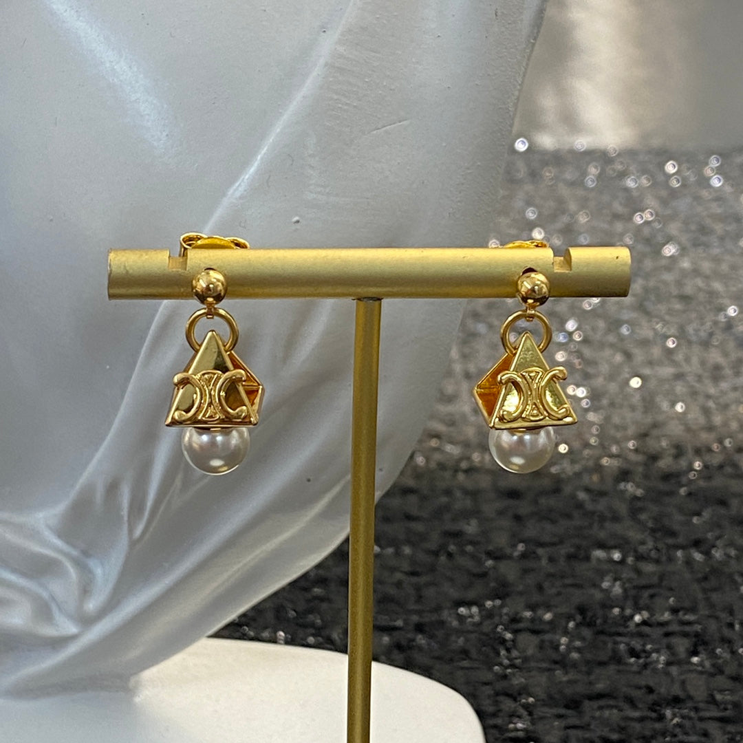 CELINE Pearl Triomphe Earrings