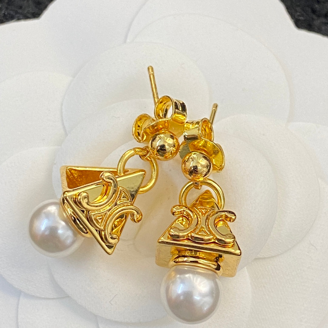 CELINE Pearl Triomphe Earrings