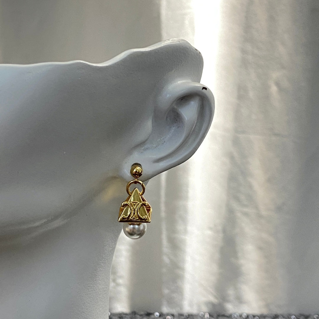CELINE Pearl Triomphe Earrings