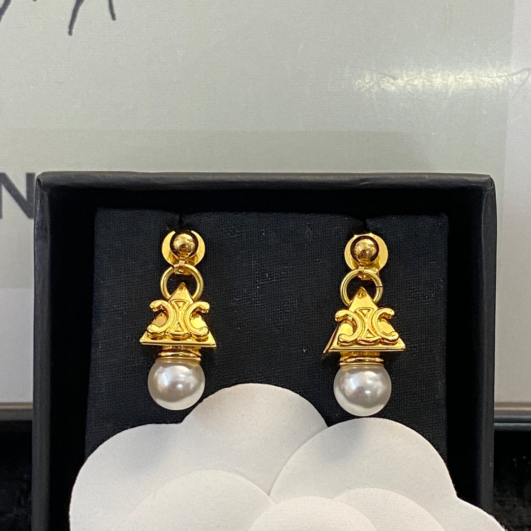 CELINE Pearl Triomphe Earrings
