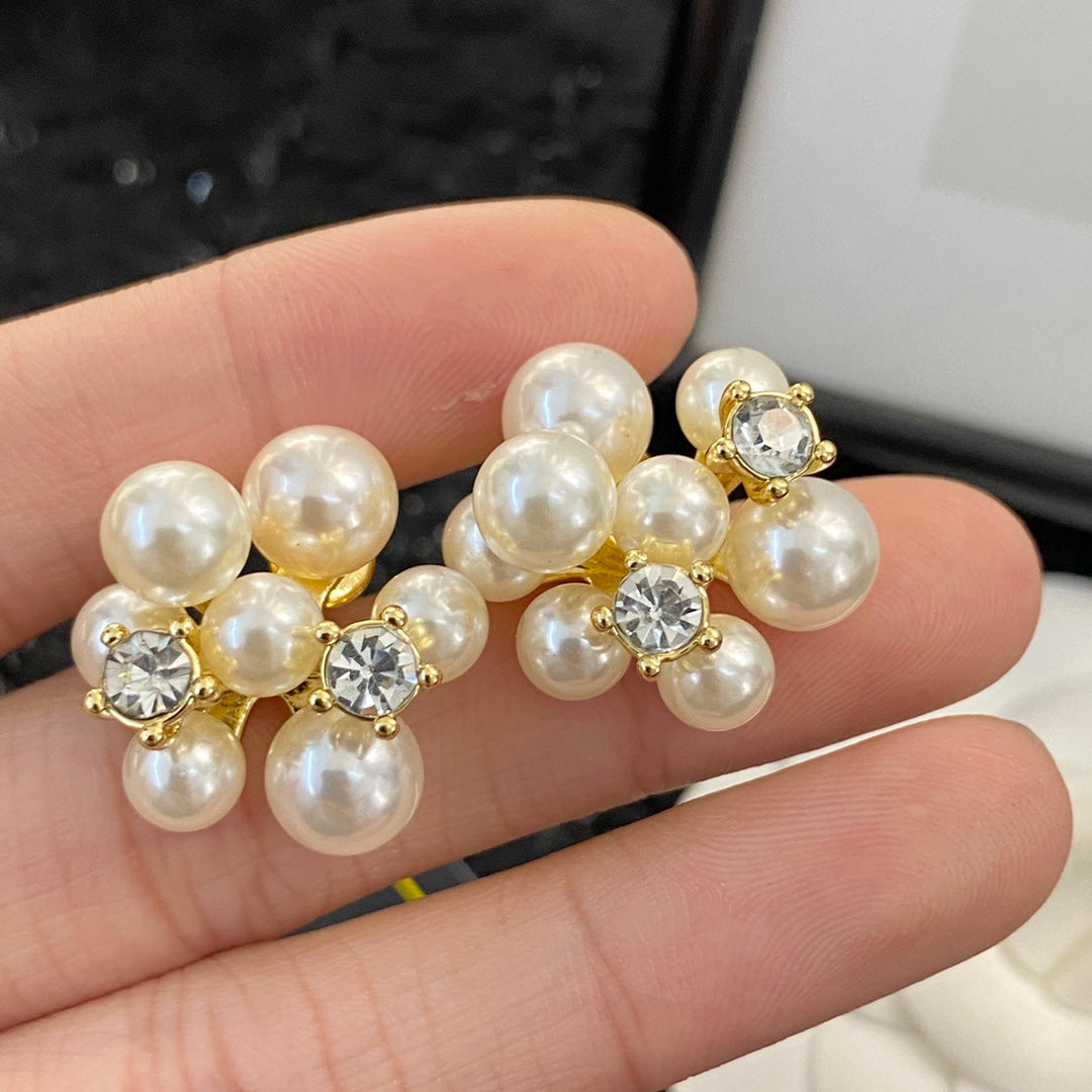 CELINE Pearl Floral Earrings