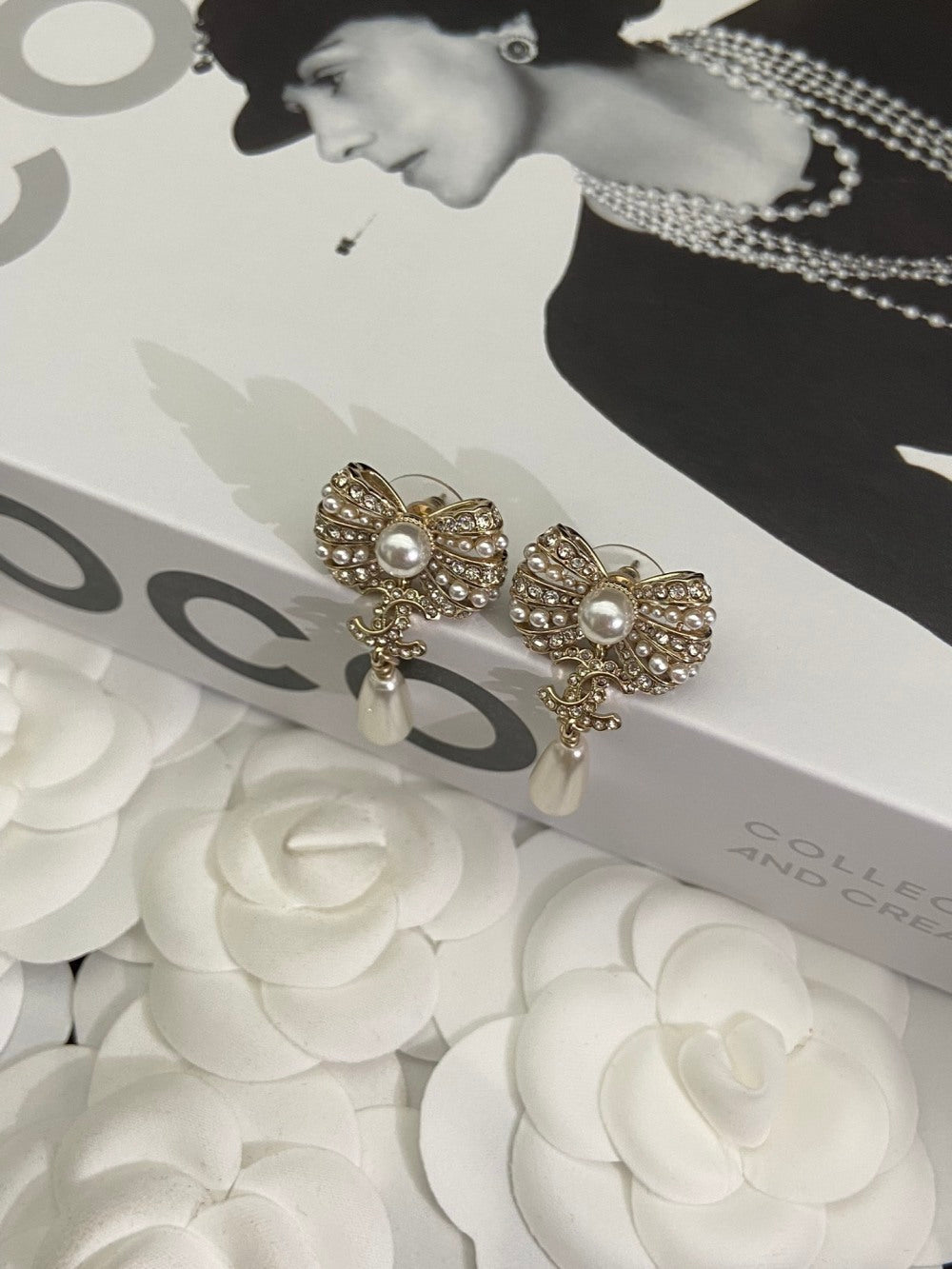 Chanel Pearl Bow Earrings