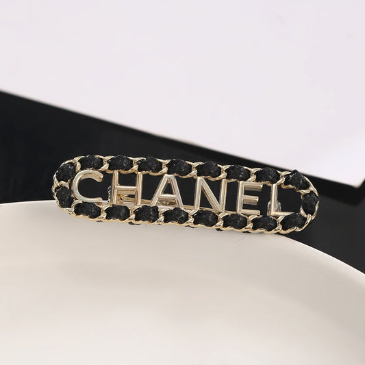 Chanel Leather Brass Brooch