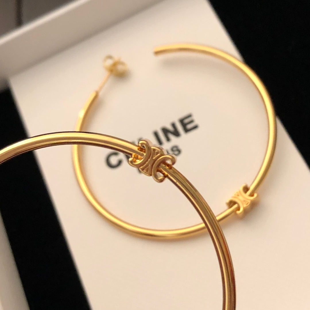 CELINE Gold-Plated Triomphe Earrings