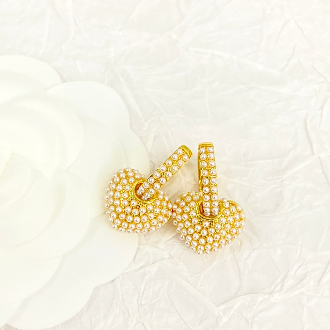 CELINE Pearl Heart Earrings
