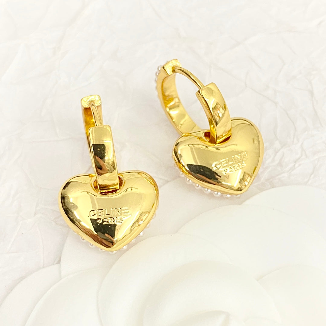 CELINE Pearl Heart Earrings