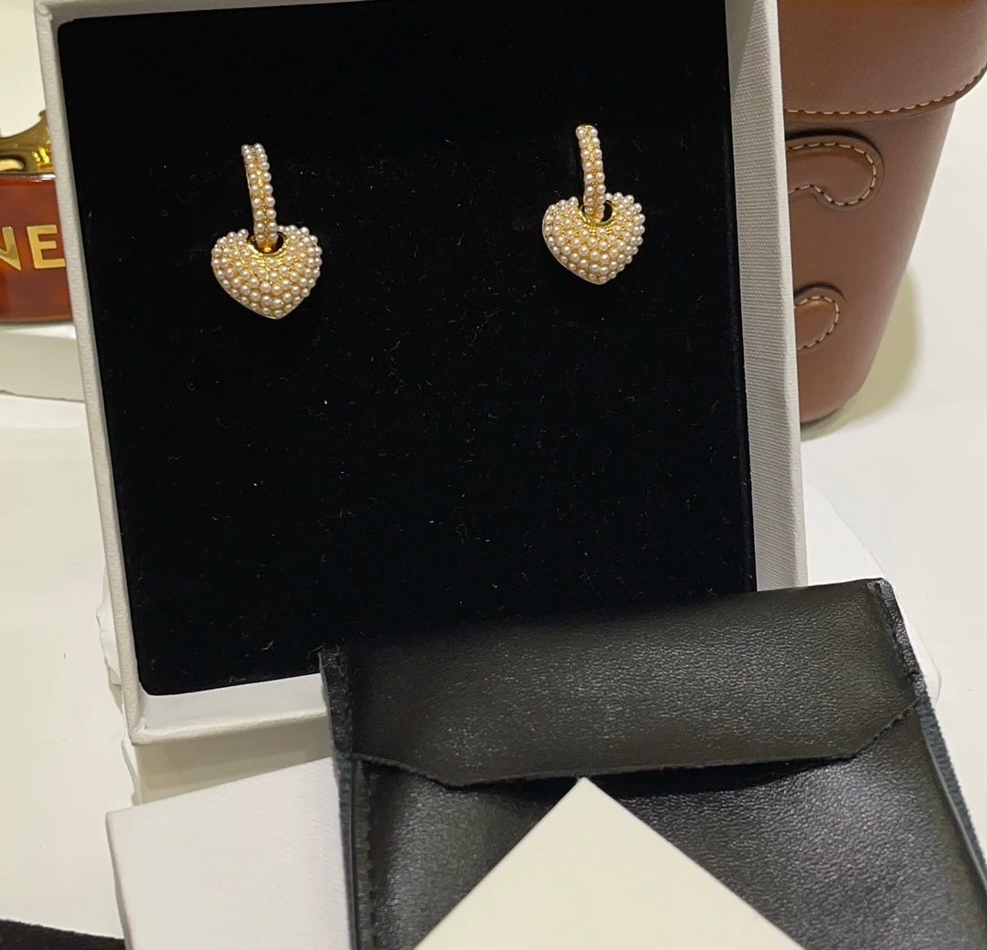 CELINE Pearl Heart Earrings