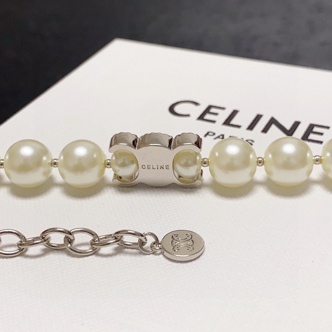 CELINE Pearl Crystal Necklace