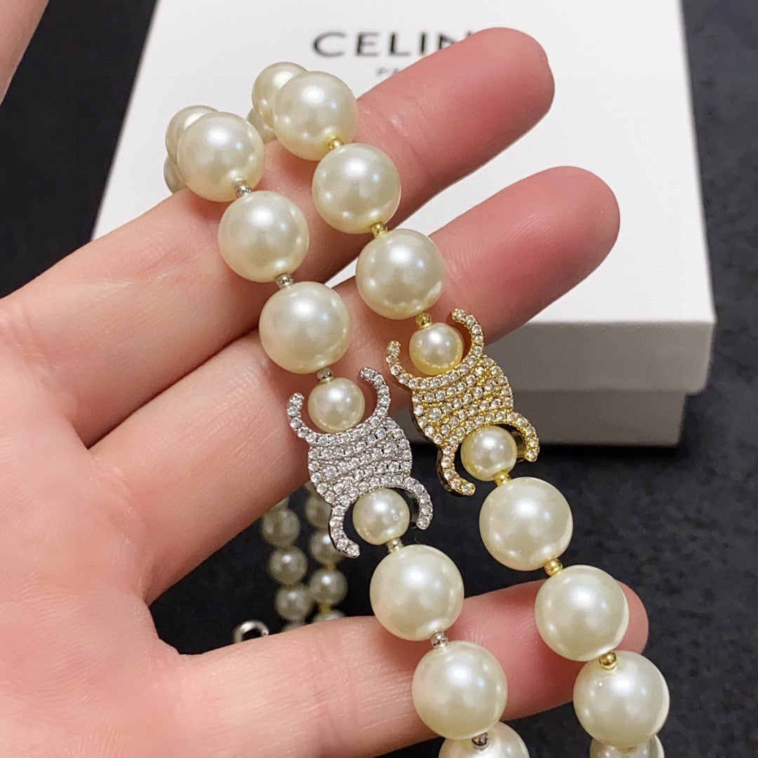 CELINE Pearl Crystal Necklace