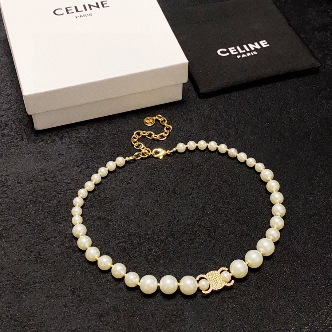 CELINE Pearl Crystal Necklace