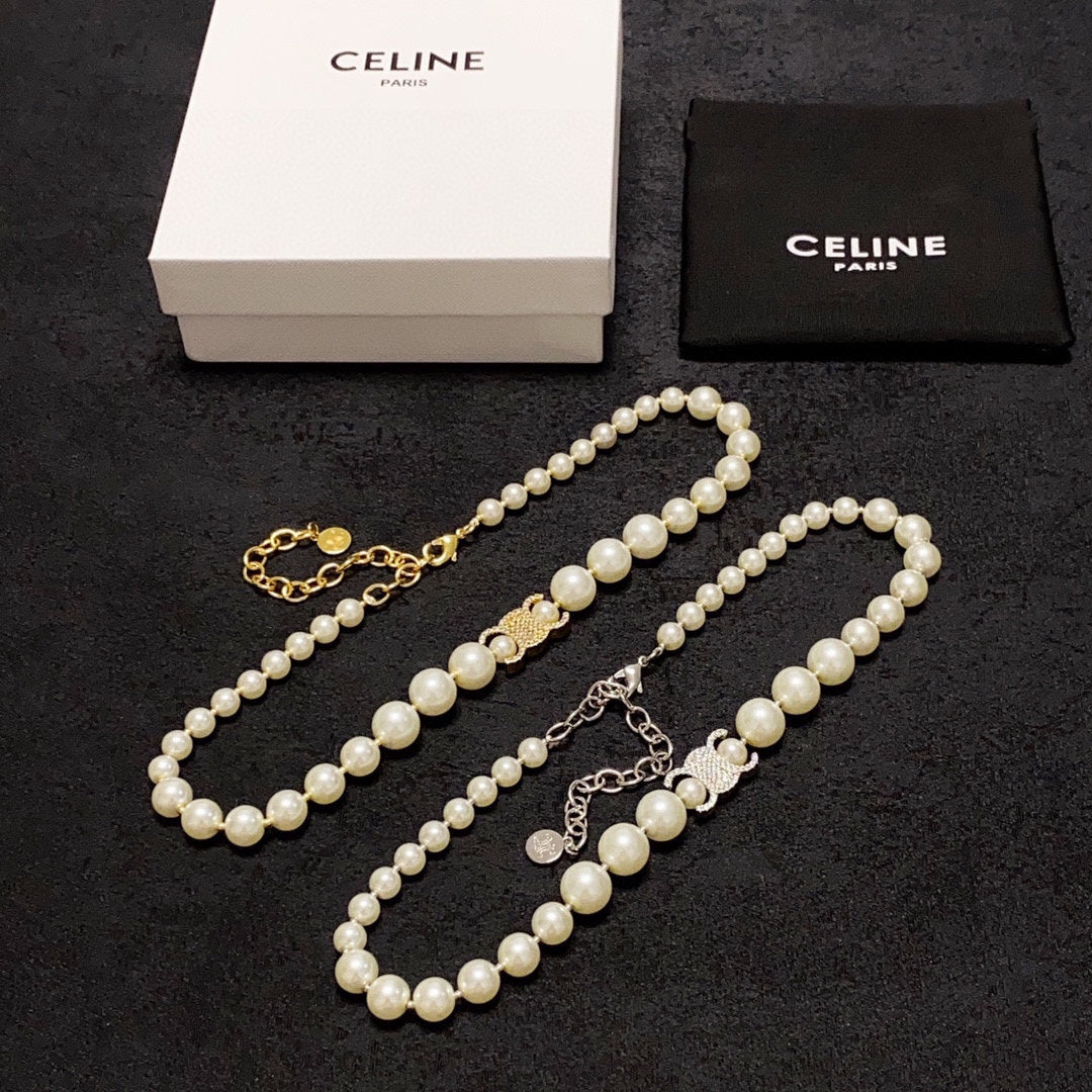 CELINE Pearl Crystal Necklace