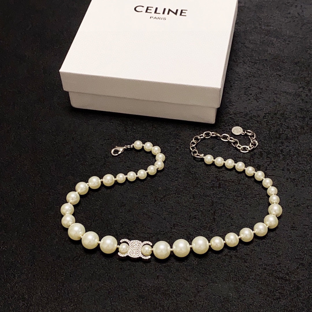 CELINE Pearl Crystal Necklace