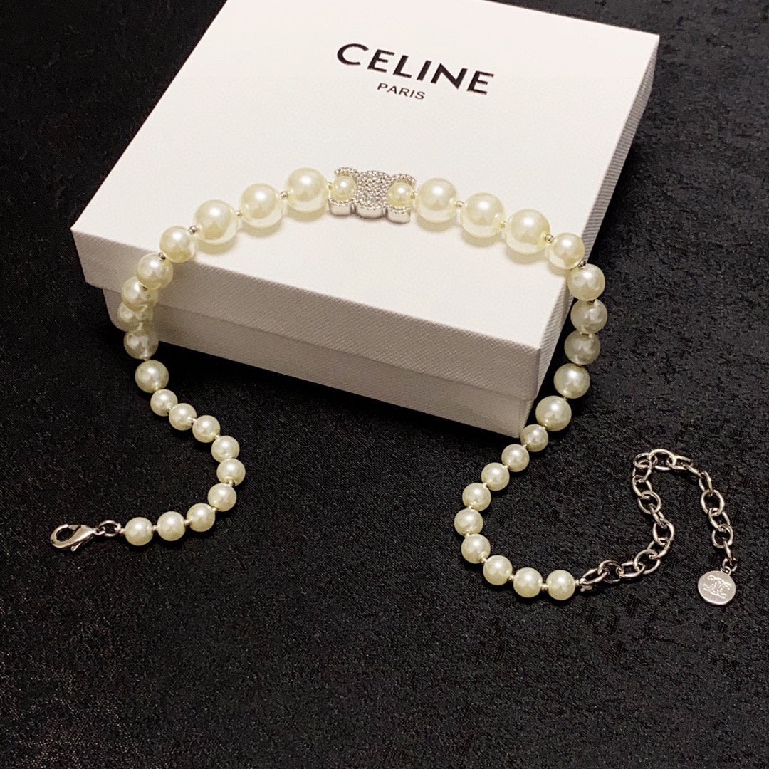 CELINE Pearl Crystal Necklace