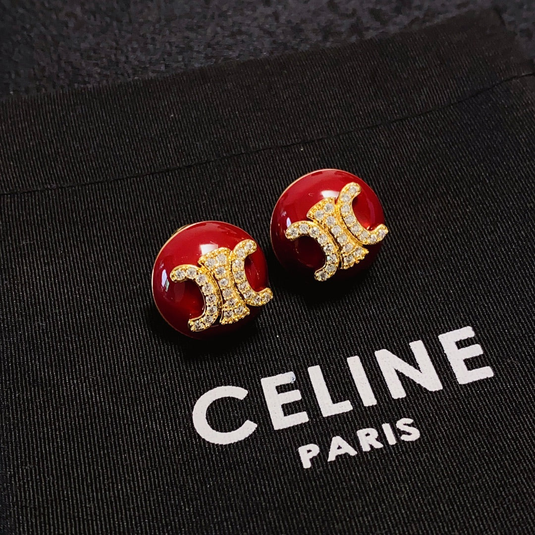 CELINE Crystal Triomphe Earrings