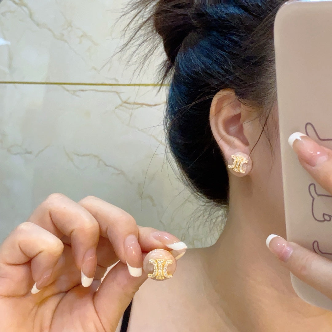 CELINE Crystal Triomphe Earrings