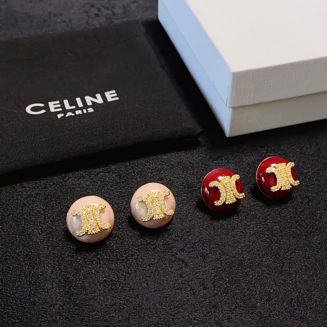 CELINE Crystal Triomphe Earrings