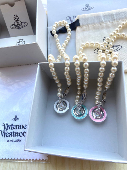 Crystal Ball & Pearl Necklace