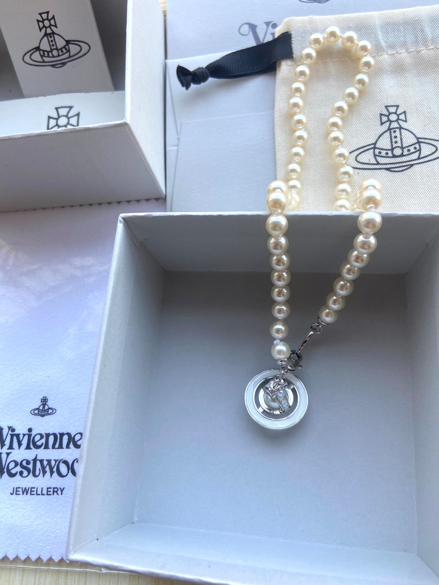 Crystal Ball & Pearl Necklace