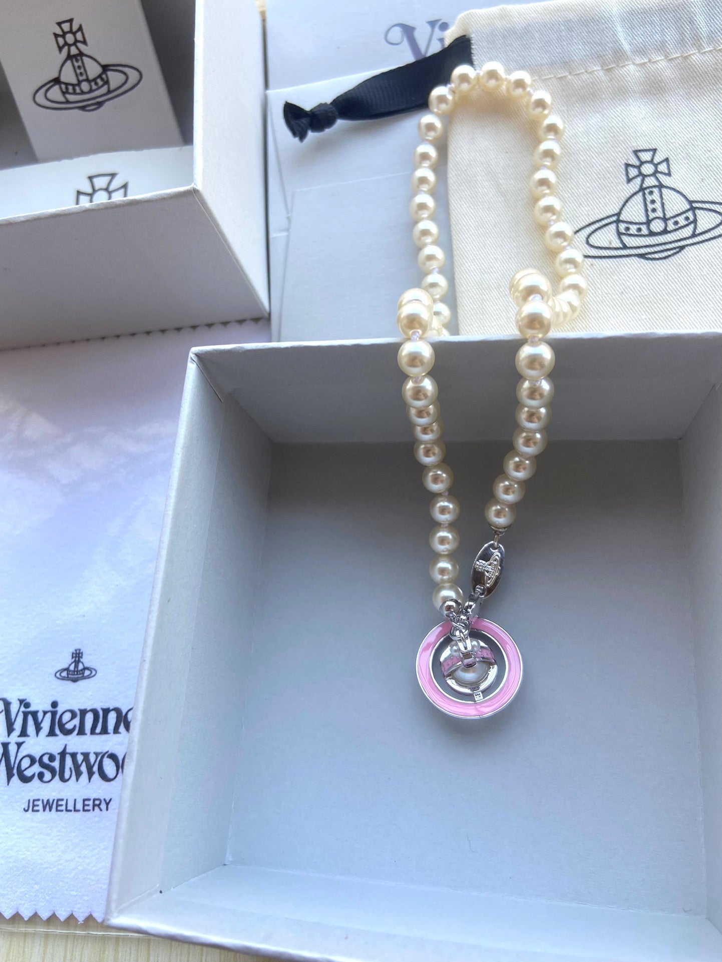 Crystal Ball & Pearl Necklace