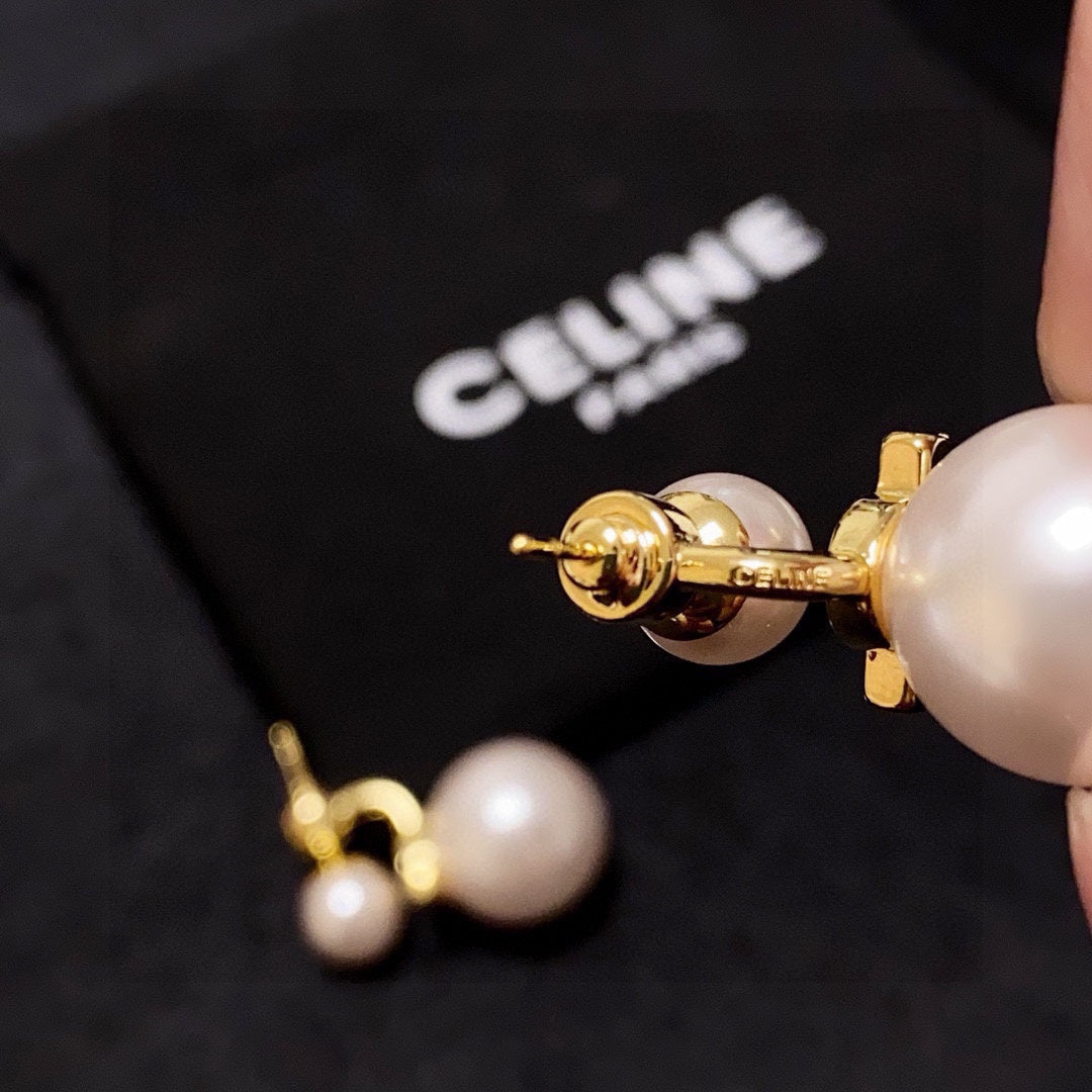 CELINE Pearl Triomphe Earrings