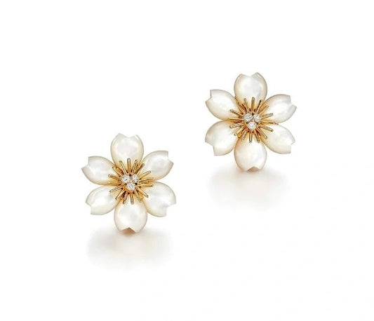 Van Cleef & Arpels Style Flower Stud Earrings