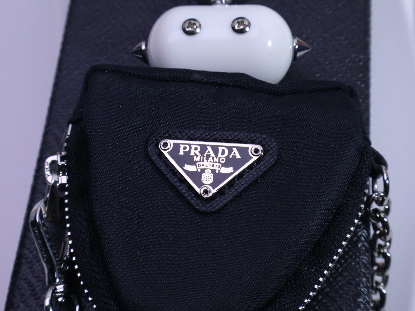 PRADA Triangle Logo Logo Detail Keychain