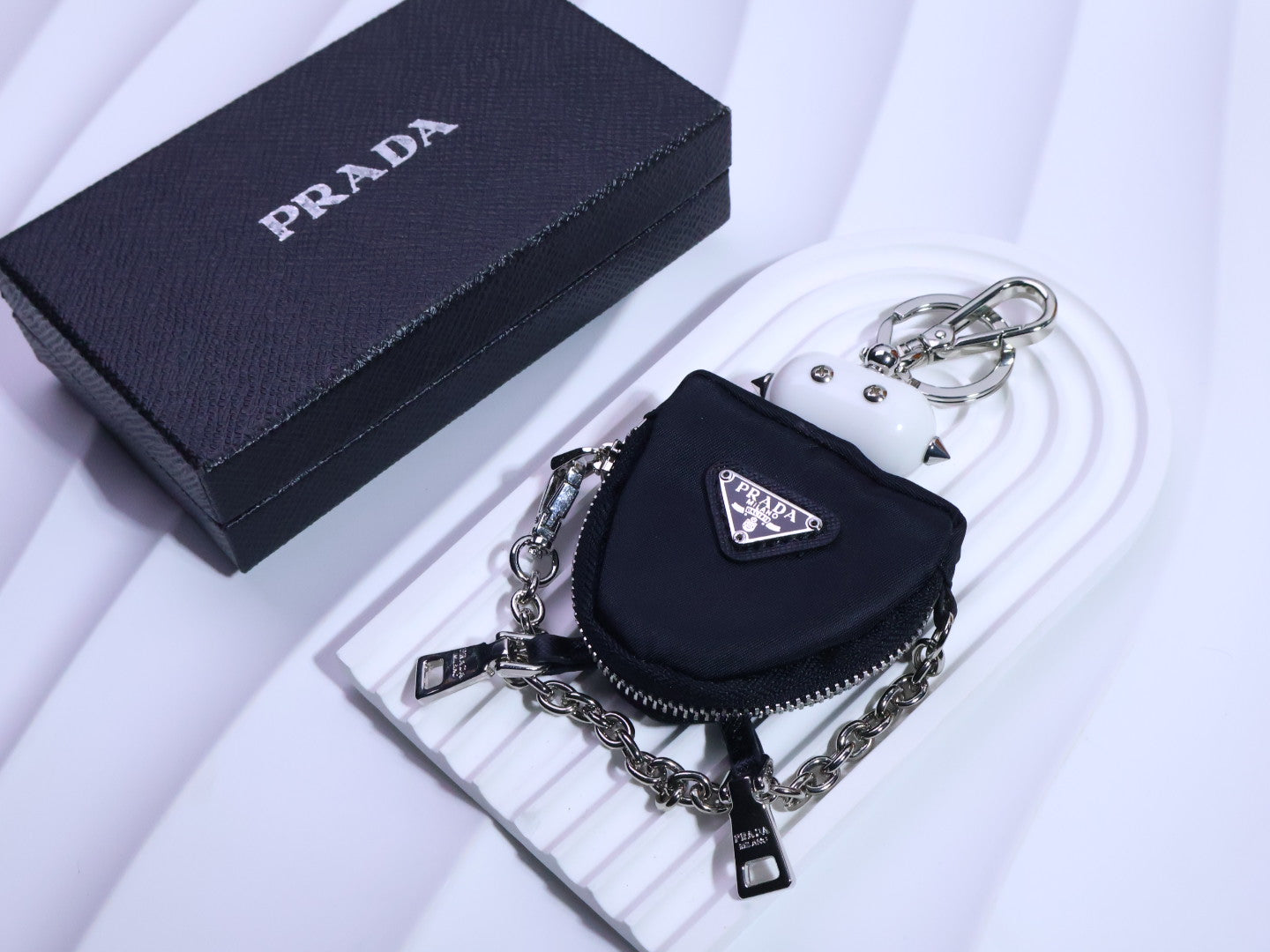 PRADA Triangle Logo Logo Detail Keychain