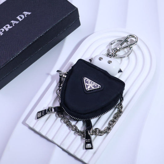 PRADA Triangle Logo Logo Detail Keychain
