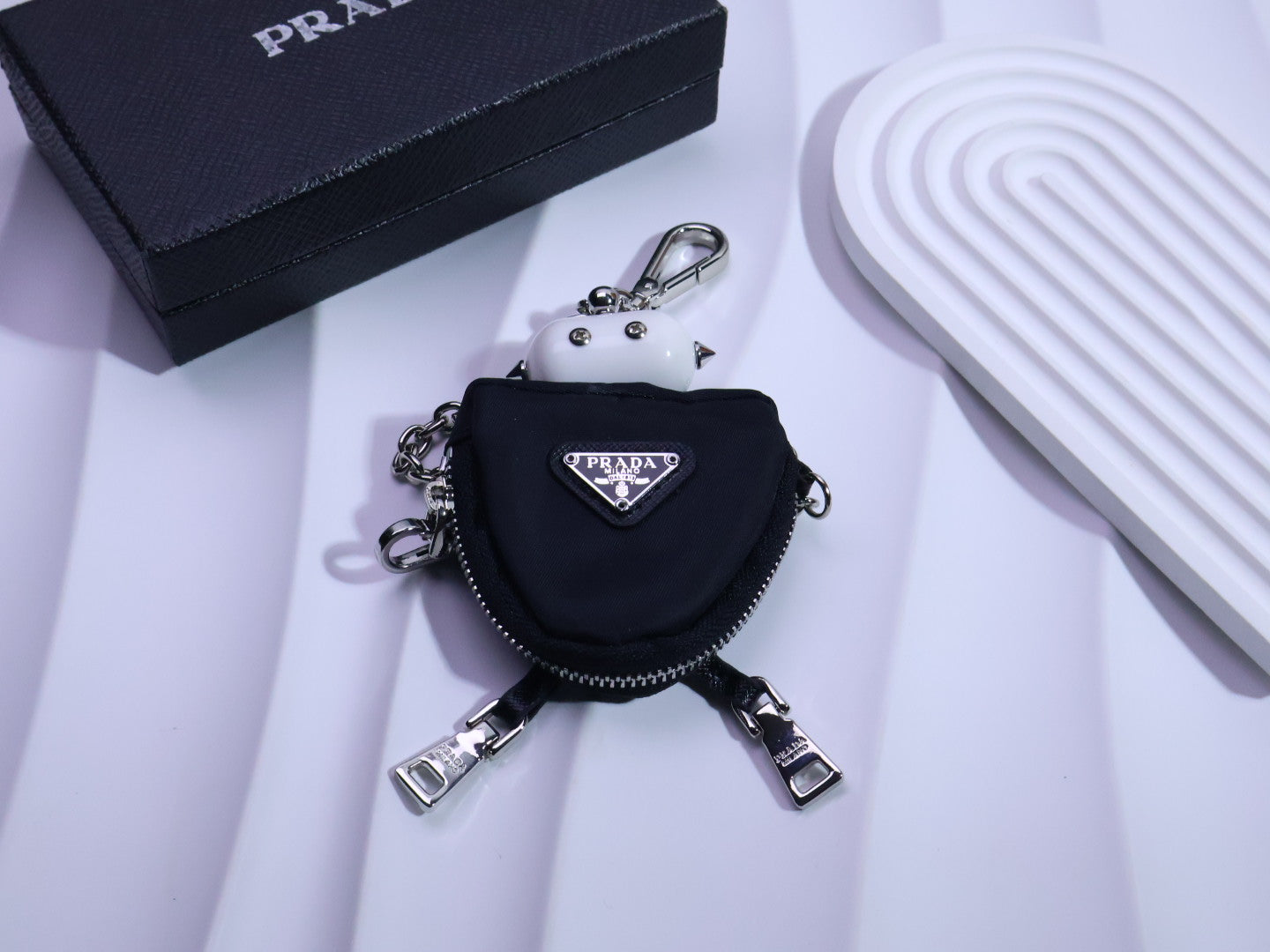 PRADA Triangle Logo Logo Detail Keychain
