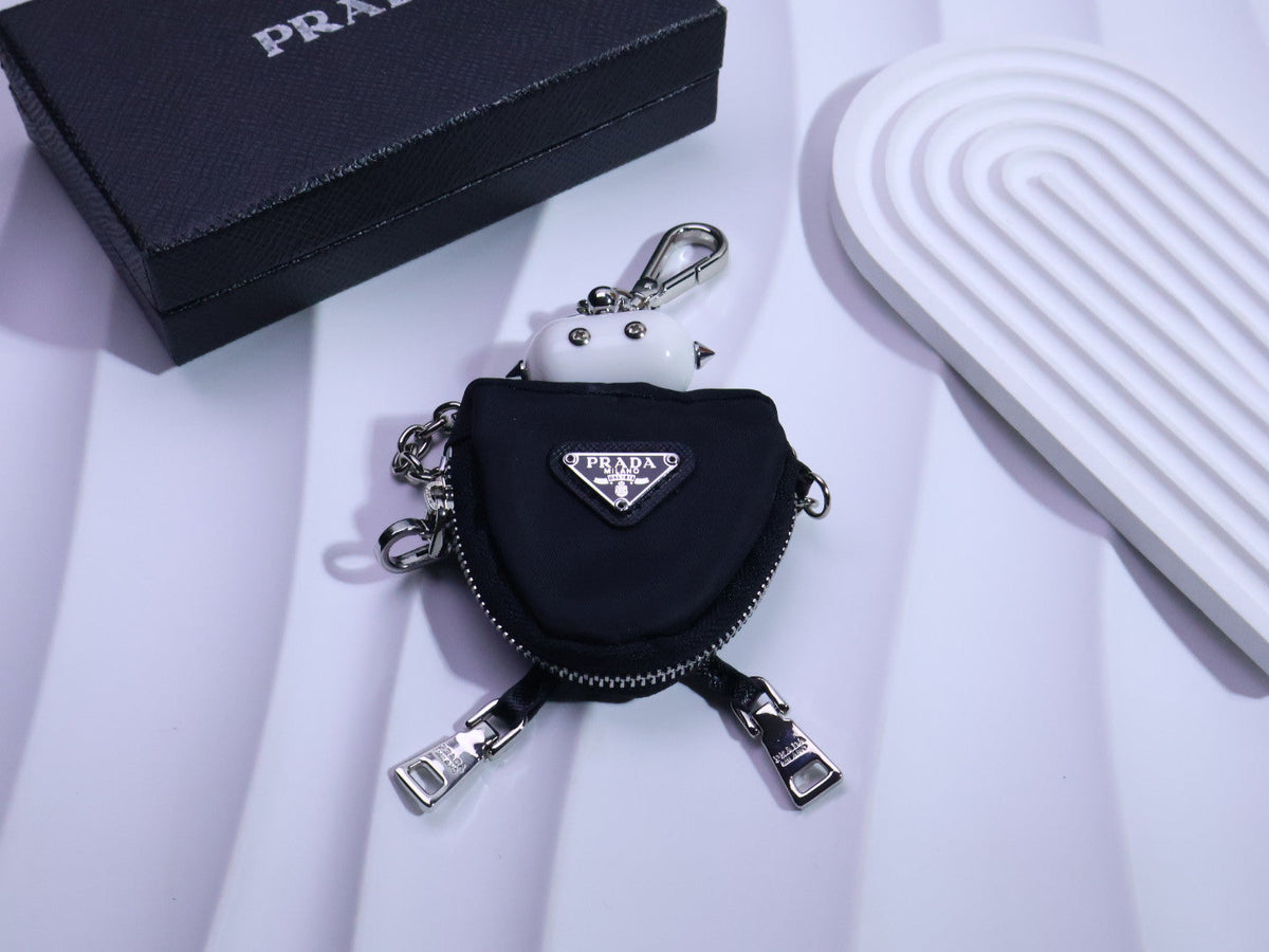 PRADA Triangle Logo Logo Detail Keychain
