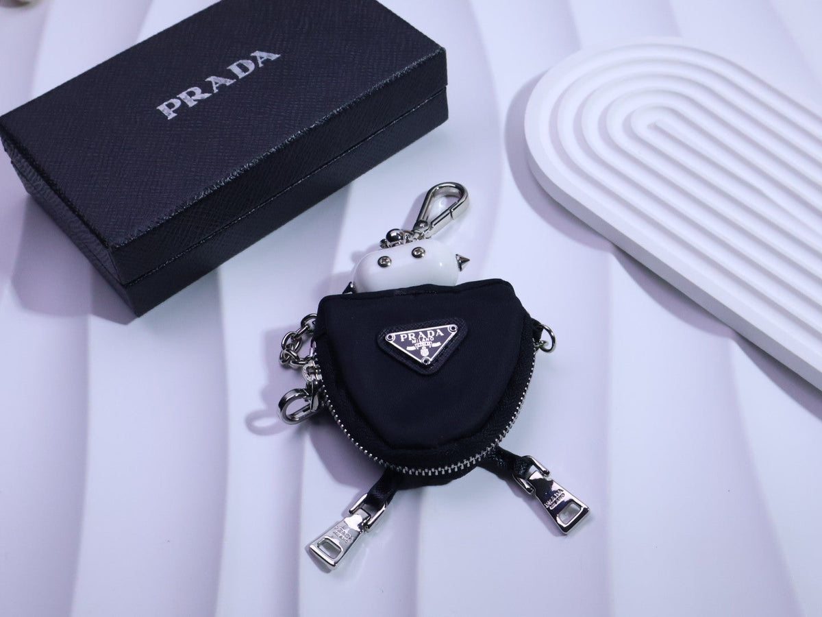 PRADA Triangle Logo Logo Detail Keychain
