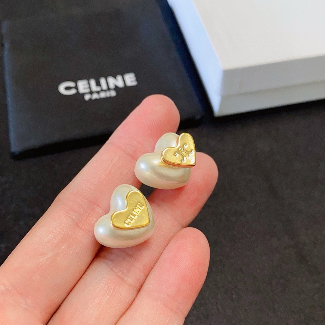 CELINE Triomphe Heart Earrings