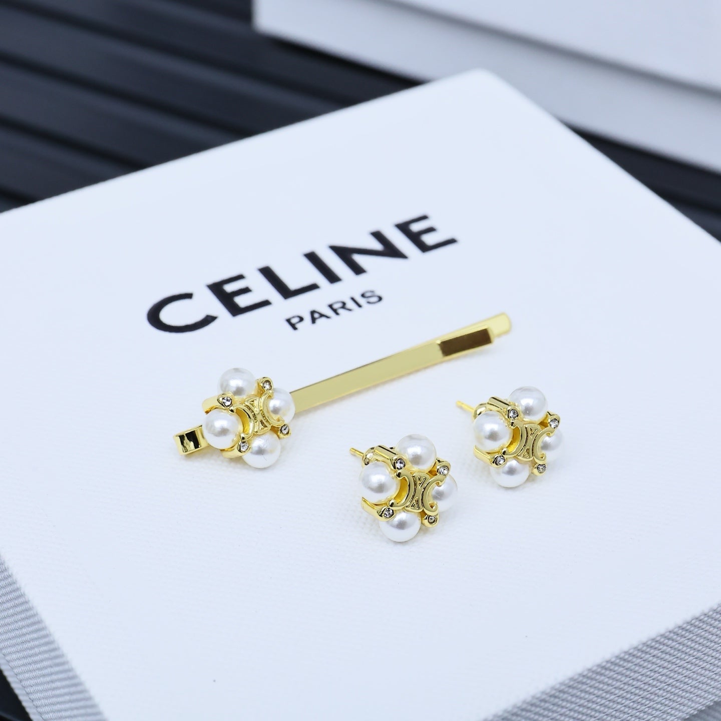 CELINE Pearl Crystal Earrings