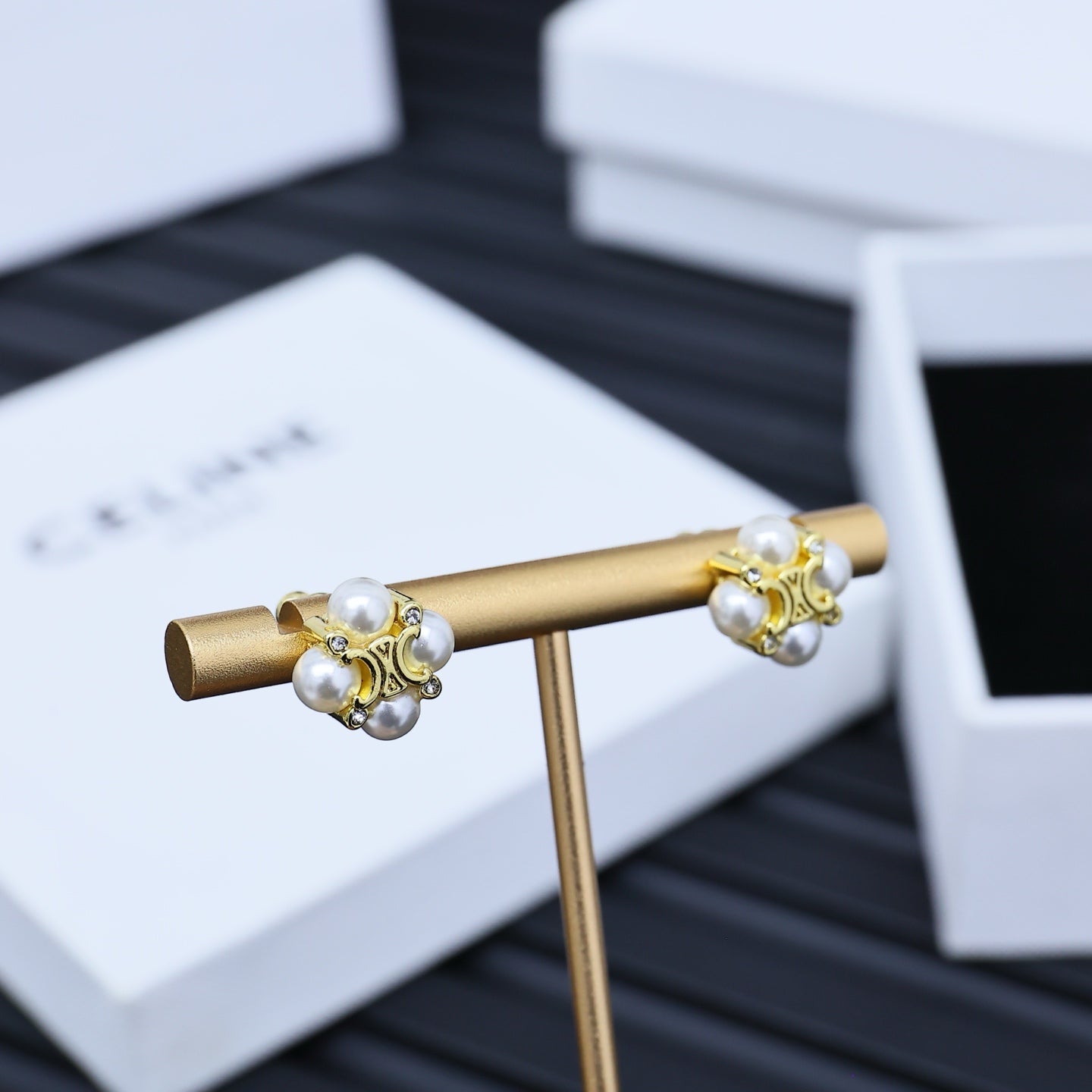 CELINE Pearl Crystal Earrings
